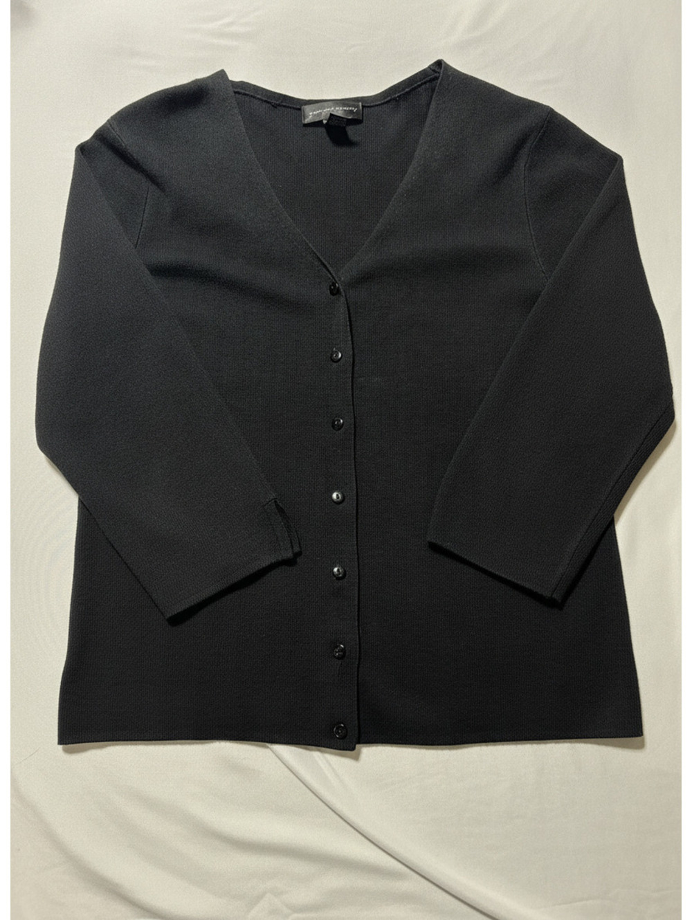 Sleek Black Silk Blend Cardigan XL - Button Up Your Style!